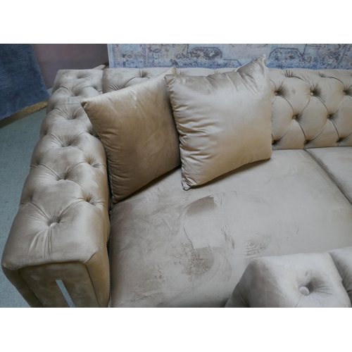 1507 - Matrix brushed gold three and two seater sofas *This lot is subject to VAT