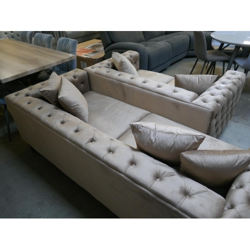 1507 - Matrix brushed gold three and two seater sofas *This lot is subject to VAT