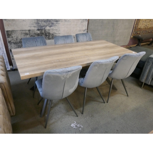 1510 - Kamala dining table and six grey Arana chairs