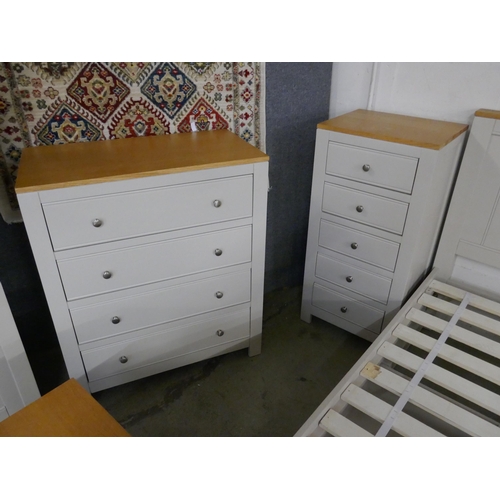 1520 - An ex-display Milford wardrobe, king size bedframe, tallboy, chest of drawers and bedside chest