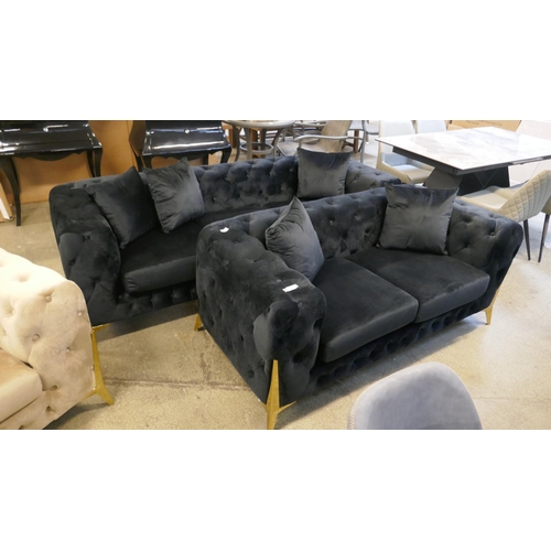 1532 - Matrix black three and two seater sofas *This lot is subject to VAT