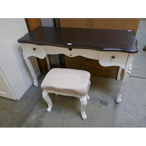 1564 - A dressing table with contrasting top and upholstered stool