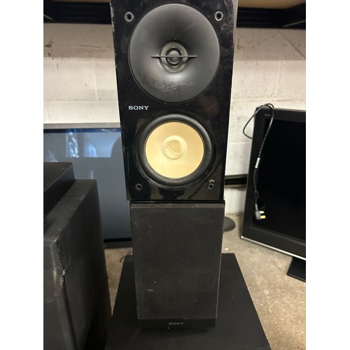 2159 - A pair of KEF SP3076 100w speakers, a pair of smaller Sony bookshelf speakers, a Monacor 120 watt su... 