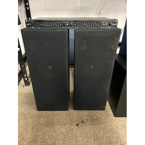 2159 - A pair of KEF SP3076 100w speakers, a pair of smaller Sony bookshelf speakers, a Monacor 120 watt su... 