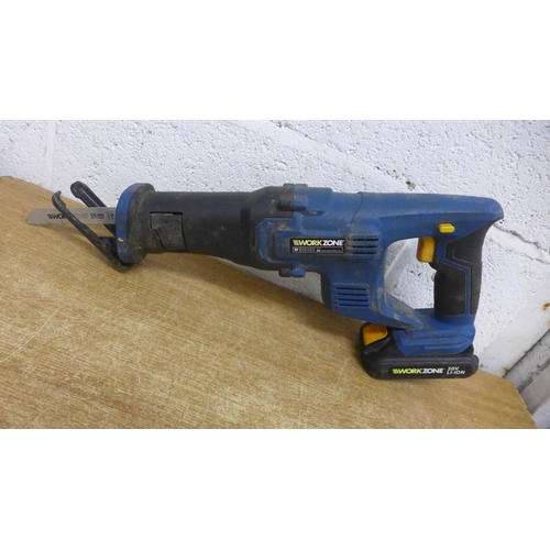 A quantity of assorted power tools including a Workzone 20v Li-ion ...