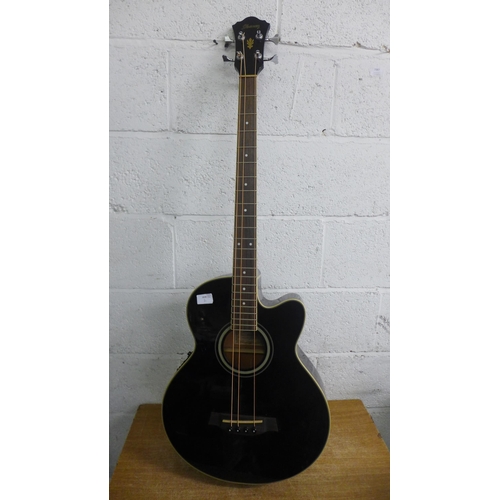 2068 - An Ibanez AEB8E-BK-27-03 Electro-acoustic 4-string bass guitar