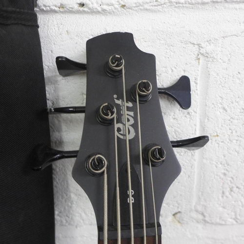 2069 - A Cort 5 string bass guitar with soft case - serial no. B5 07116275