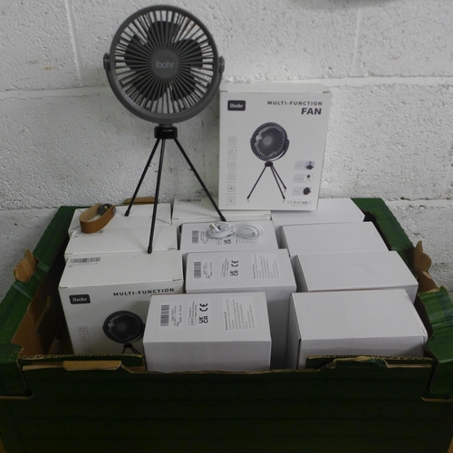 2091 - Six JD-199B mini fans and six Ibohr multi-function fans, boxed