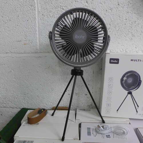 2091 - Six JD-199B mini fans and six Ibohr multi-function fans, boxed