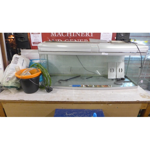 2142 - A 5ft long glass Aqua One FR-1530XL aquarium tank with lights, filters artificial coral decorations,... 