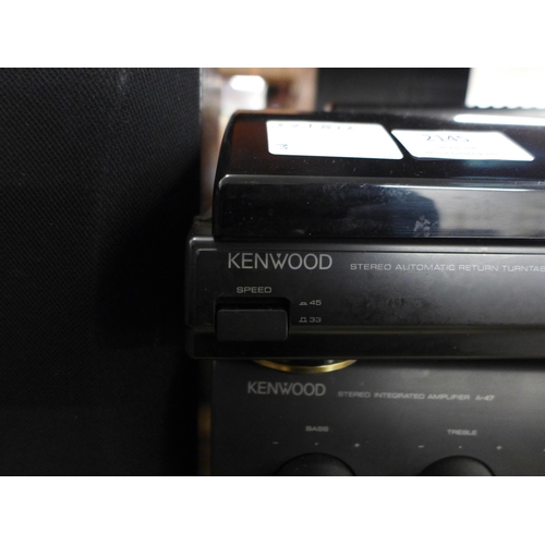 2145 - A quantity of stereo equipment including a Kenwood P-38 stereo automatic return turntable system, a ... 