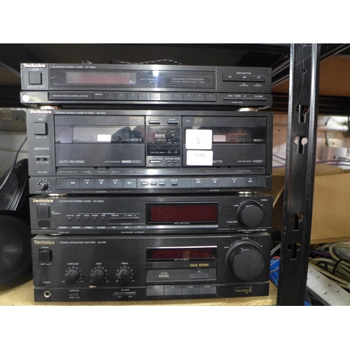 2146 - Stereo equipment including a Technics ST-X830L tuner, a RS-X101 stereo double cassette deck an ST-X3... 