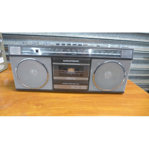 2150 - A Panasonic RX5025L 4-band stereo radio cassette player, a Grundig RCR55 stereo cassette player and ... 