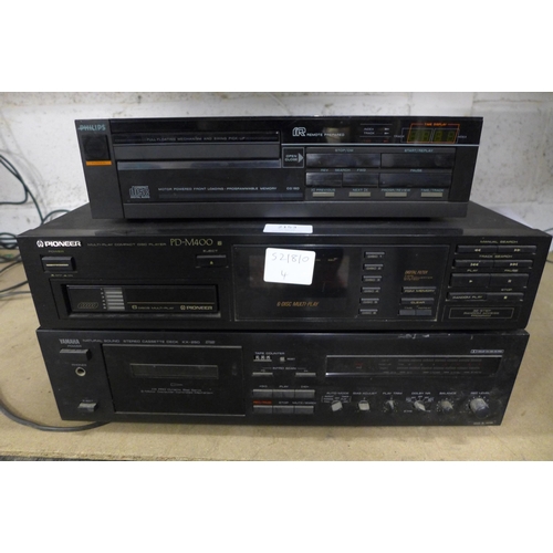 2153 - Stereo equipment including a Philips CD 150/65 compact disc player, a Pioneer PD-M400 multi play com... 