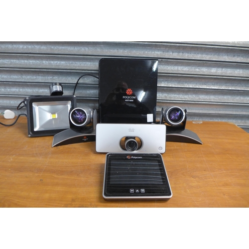 2165 - A Polycom HDX 6000 security camera system including a Polycom hard drive and two Polycom security ca... 