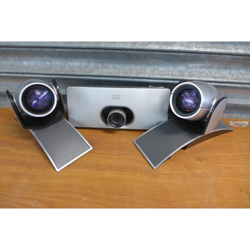 2165 - A Polycom HDX 6000 security camera system including a Polycom hard drive and two Polycom security ca... 