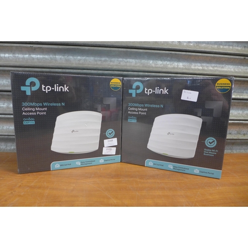 2168 - Two TP-Link (EAP115) 300mbps wireless ceiling mounted access points - sealed in box