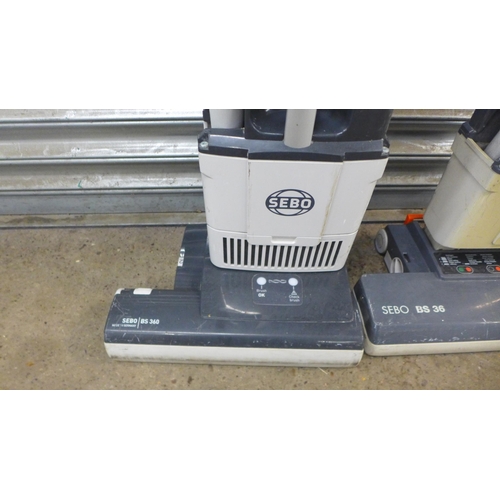 2175 - A Sebo BS36 and a Sebo BS360 vacuum cleaner