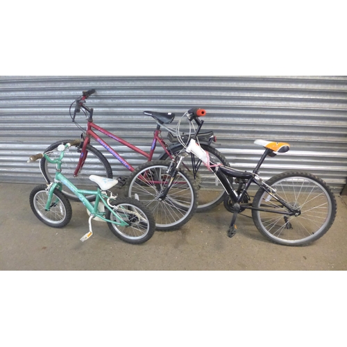 2203 - A Universal Santa Monica ladies bike, an Apollo Sparkle girls bike, a Pro Bike front suspension smal... 