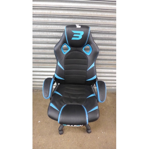 2213 - A Brazen ‘No Compromise’ black and blue swivel gaming chair