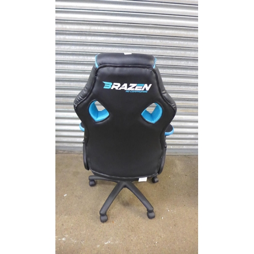 2213 - A Brazen ‘No Compromise’ black and blue swivel gaming chair