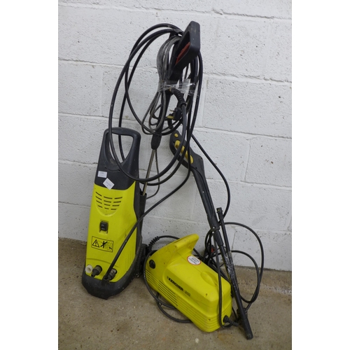 2295 - A HD11656 240v pressure jet wash with hose and lance and a Karcher 210 pressure jet wash with hose a... 