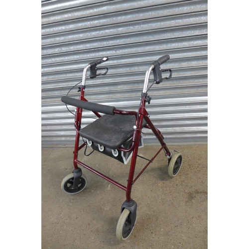 2305 - A garden recliner and two mobility rollator walkers including Roma Medical and Days