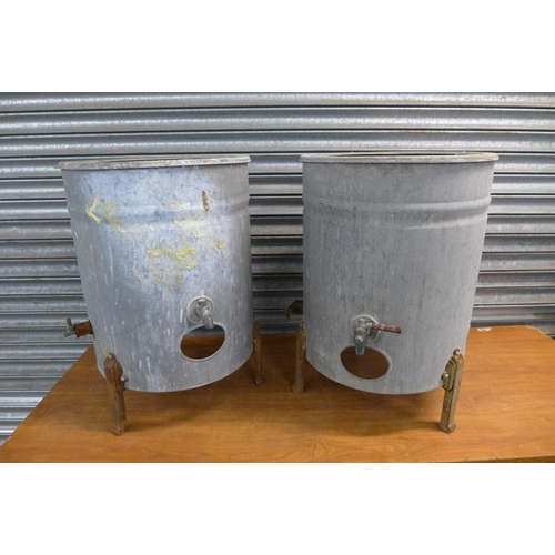 2323 - A pair of vintage galvanized gas water boilers