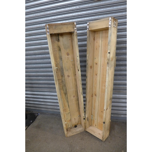 2329 - Two heavy duty 5ft x 1ft x 6” wooden planters