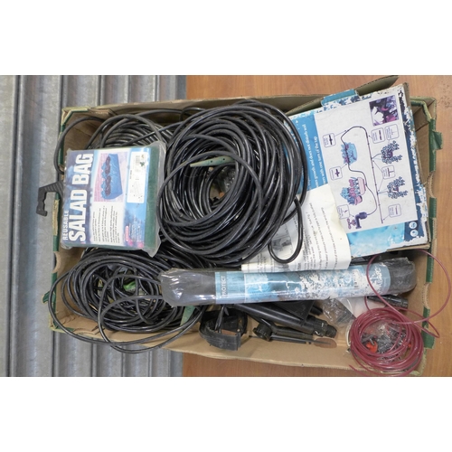 2335 - 2 lots of micro irrigation sets with fittings, a 5m x 1.5m roll of weed control membrane, a Green Bl... 