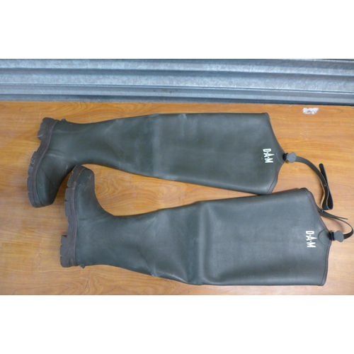 A pair of size 9 D.A.M flexible rubber fishing wader boots