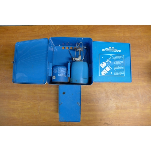 2344 - A camping Gaz international De Luxe Super Bleuet gas camping stove, Camping Gaz Soudogaz 5 blow torc... 