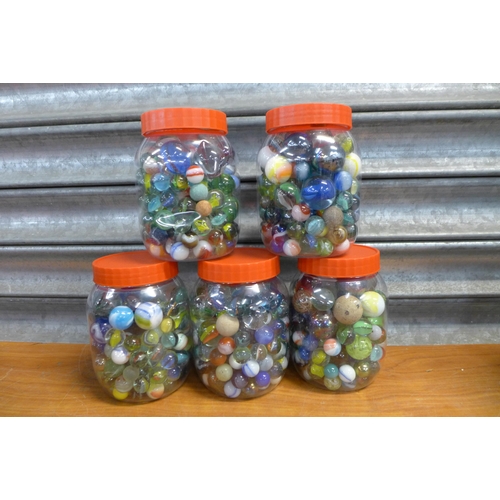 2417 - Five small tubs of marbles and 25 365g tubs of  Revive Power Paste