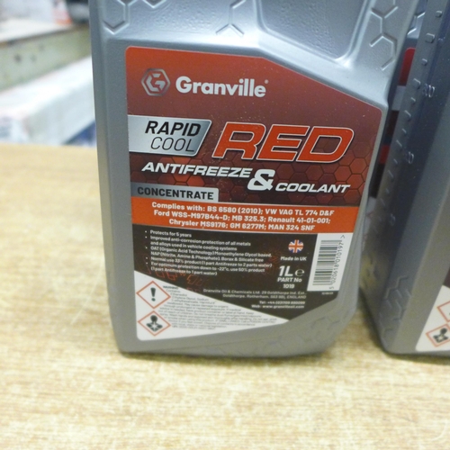 2454 - Six 1 litre bottles of Granville Rapid Cool Red Antifreeze and Coolant