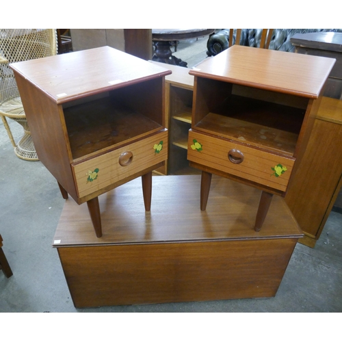 86 - Two teak bedside chests and a blanket box