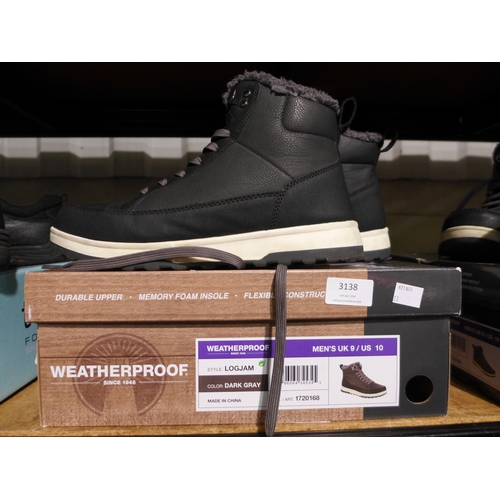 3138 - Pair of Men's Dark Grey Weatherproof boots - UK size: 9 *This lot is subject to VAT