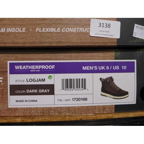 3138 - Pair of Men's Dark Grey Weatherproof boots - UK size: 9 *This lot is subject to VAT