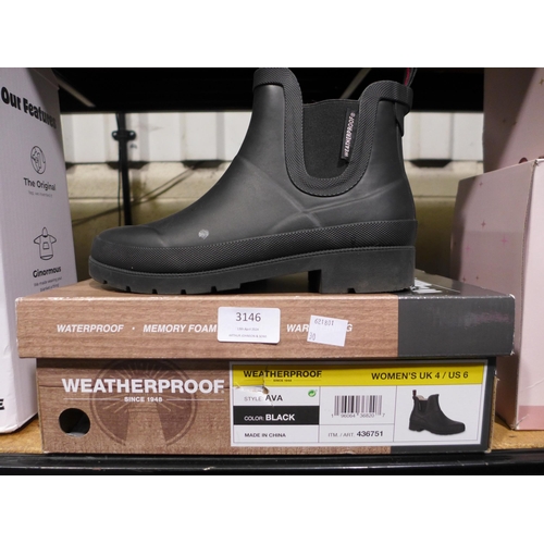 3146 - Pair of Ladies Black Weatherproof Ankle Boots - Size: UK 4 *This lot is subject to VAT