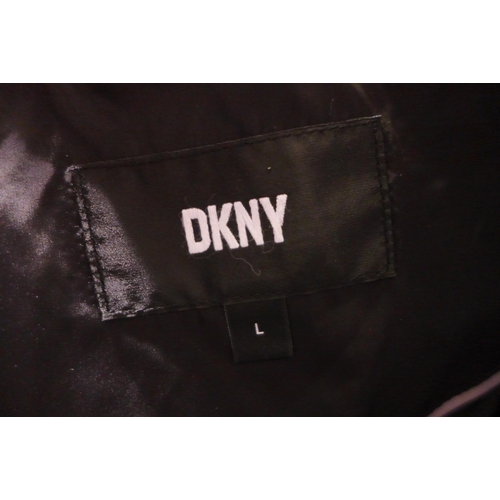 3162 - Two Ladies Black DKNY hooded coats - Sizes: M & L *This lot is subject to VAT