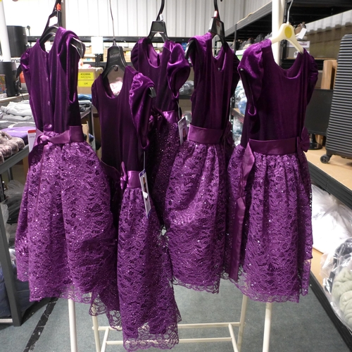 3185 - Five Jona Michelle - Girl's purple party dresses - mixed sizes  *This lot is subject to VAT