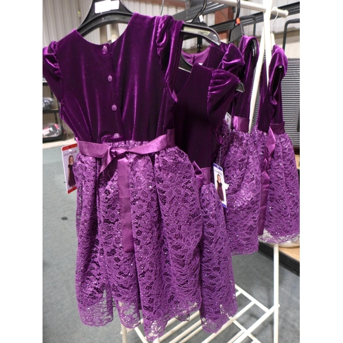 3185 - Five Jona Michelle - Girl's purple party dresses - mixed sizes  *This lot is subject to VAT