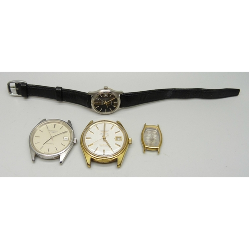 1003 - Two Longines automatic wristwatches, a watch case and a lady's Eterna quartz wristwatch