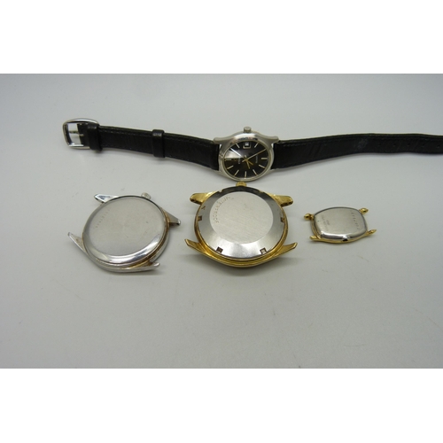 1003 - Two Longines automatic wristwatches, a watch case and a lady's Eterna quartz wristwatch