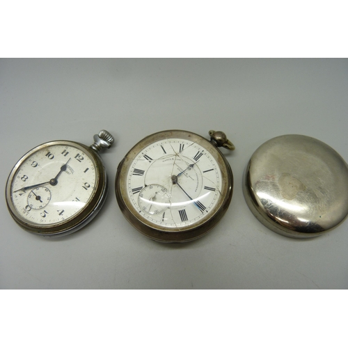 1006 - A silver cased pocket watch, Birmingham 1906, and one other pocket watch, a/f