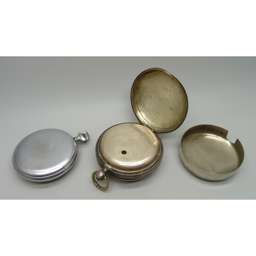 1006 - A silver cased pocket watch, Birmingham 1906, and one other pocket watch, a/f