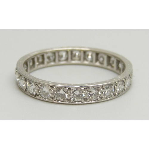 1031 - A white metal eternity ring set with approximately 2ct of diamonds, 3.2g, P