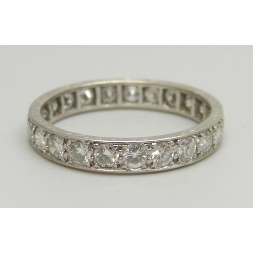 1031 - A white metal eternity ring set with approximately 2ct of diamonds, 3.2g, P