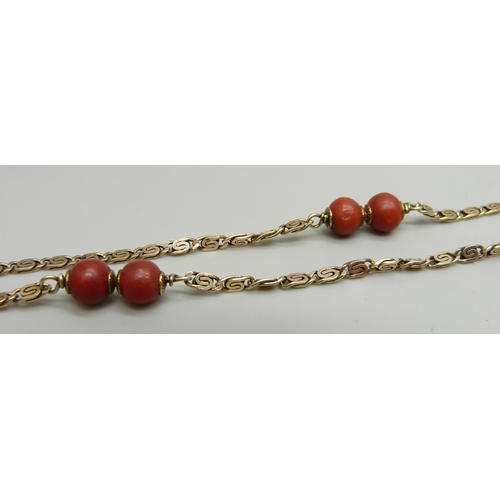 1065 - A long 9ct gold bracelet, 6.7g, 26.5cm