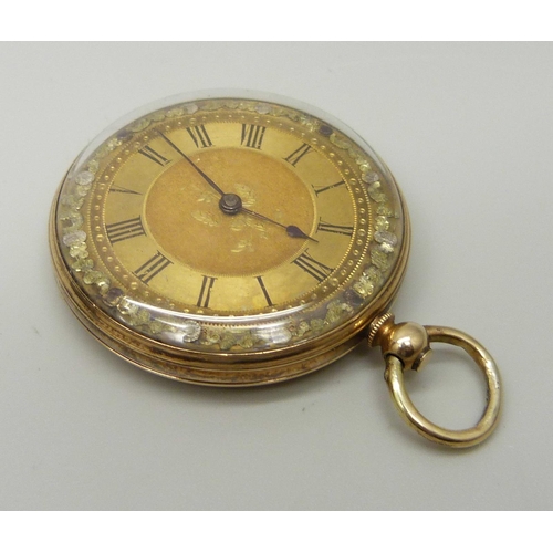 1073 - A 14k gold fob watch, with a box