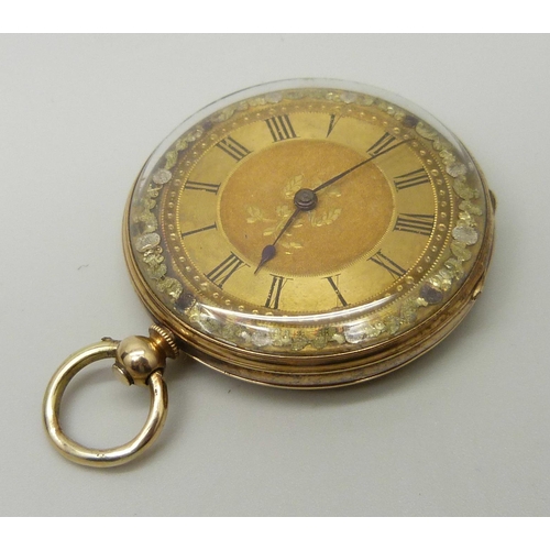 1073 - A 14k gold fob watch, with a box